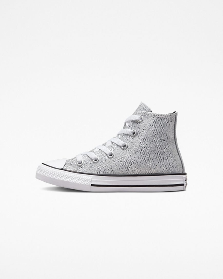 Girls' Converse Chuck Taylor All Star Glitter High Top Shoes Silver / Grey / Black | AU C0354W